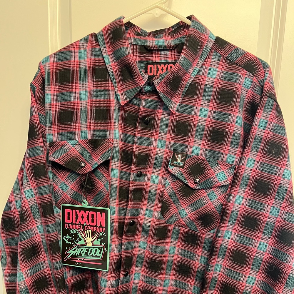 DIXXON Pink and Teal Plaid Flannel